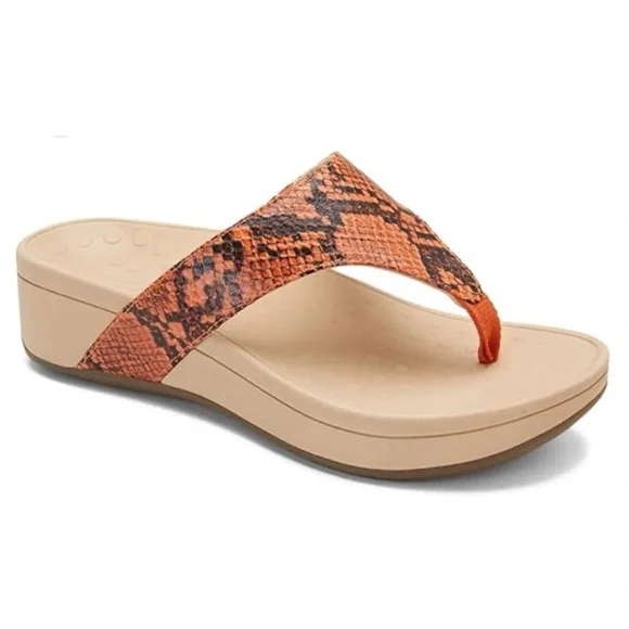 Vionic Pacific Naples Women's Platform Sandal Orange and Black Snake Size 9 - Picture 1 of 9